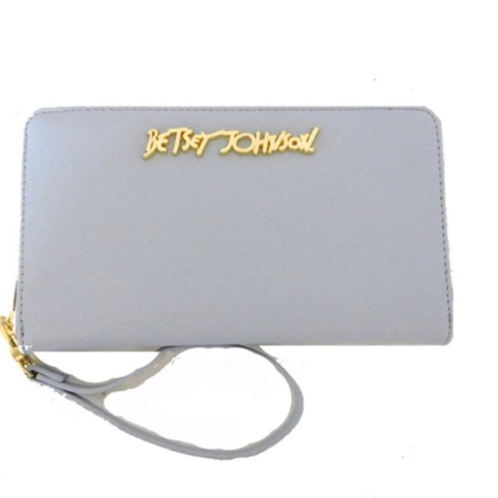 BETSEY JOHNSON BLUE ZIP AROUND WALLET WRISTLET